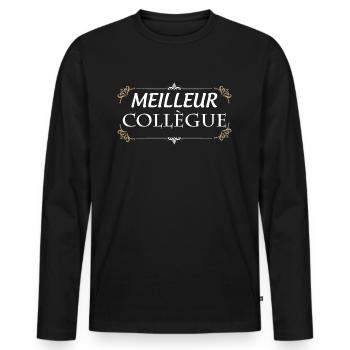 Meilleur Collègue Idée Cadeau Humour - T-shirt manches longues Premium bio Homme - noir - Devant - Nico (187cm)