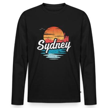Sydney - T-shirt manches longues Premium bio Homme - noir - Devant - Nico (187cm)
