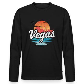 Vegas - Men's Premium Organic Long Sleeve Shirt - black - Front - Nico (187cm)