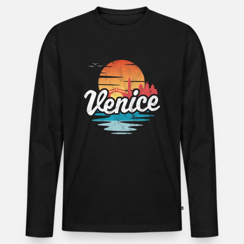 Venedig - Männer Premium Bio Langarmshirt - Schwarz