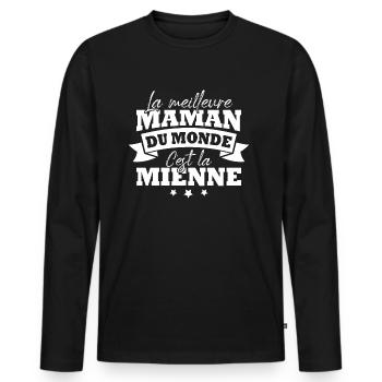 La meilleure maman du monde c'est la mienne - T-shirt manches longues Premium bio Homme - noir - Devant - Nico (187cm)