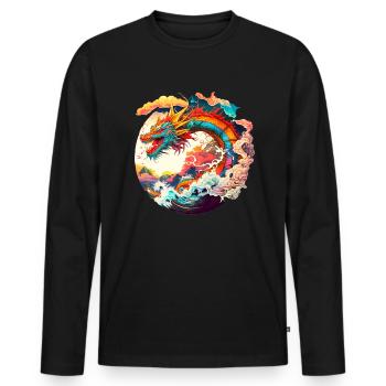 Japanischer Drache - Männer Premium Bio Langarmshirt - Schwarz - Vorne - Nico (187cm)
