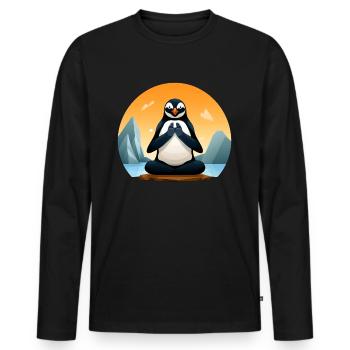 Penguin Yogi - Men's Premium Organic Long Sleeve Shirt - black - Front - Nico (187cm)