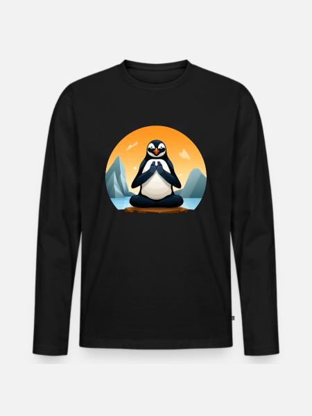 Penguin Yogi - Men's Premium Organic Long Sleeve Shirt - black