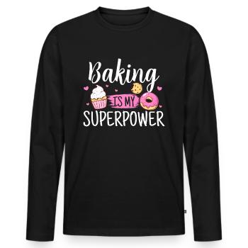 Backen Bäcker Geschenk - Männer Premium Bio Langarmshirt - Schwarz - Vorne - Nico (187cm)