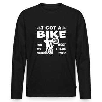 Les motards BMX qui aiment montrer leurs astuces - T-shirt manches longues Premium bio Homme - noir - Devant - Nico (187cm)
