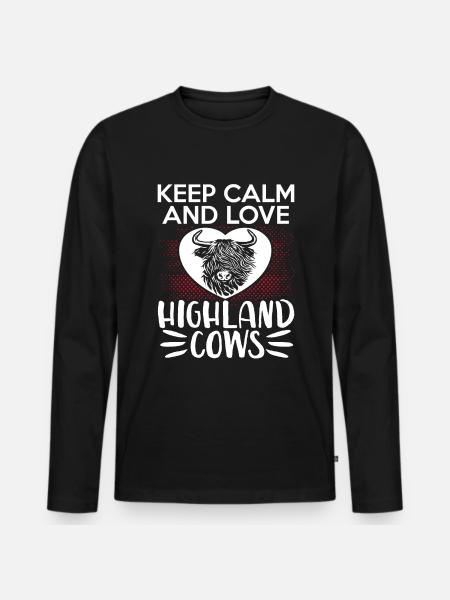 Scottish Highland Cattle Cow - Men's Premium Organic Long Sleeve Shirt - black