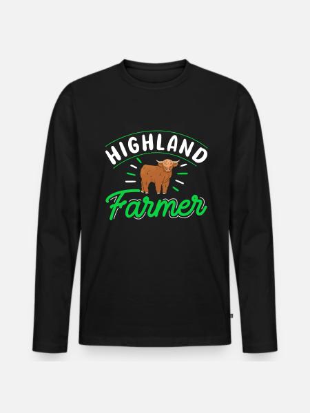 Scottish Highland Cattle Cow - Men's Premium Organic Long Sleeve Shirt - black