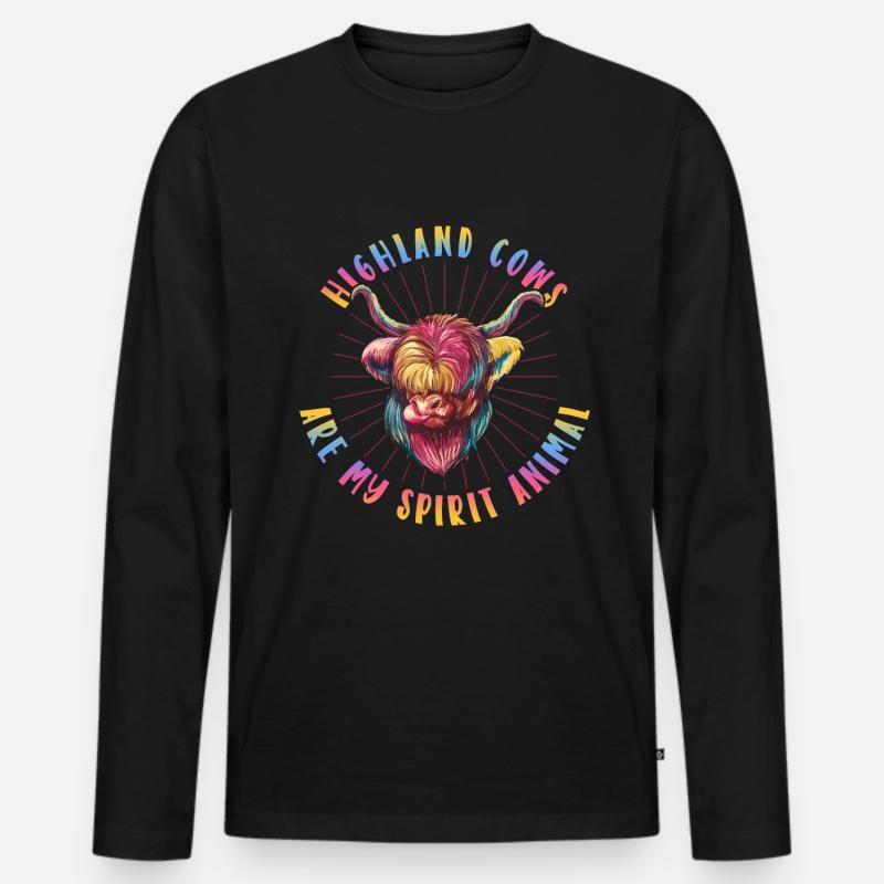 Scottish Highland Cattle Cow - Männer Premium Bio Langarmshirt - Schwarz