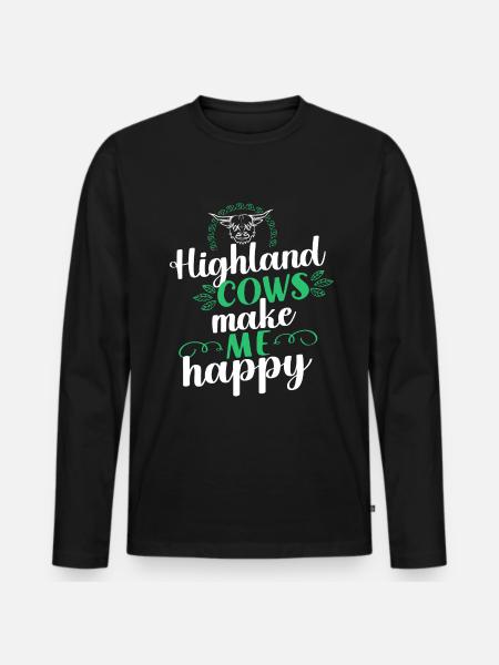 Scottish Highland Cattle Cow - Men's Premium Organic Long Sleeve Shirt - black