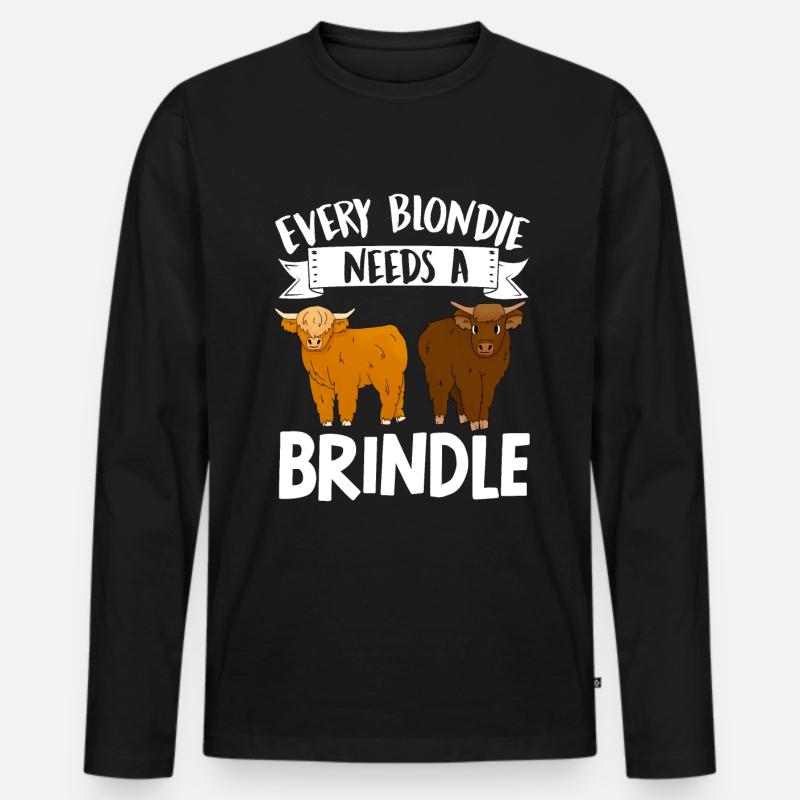 Scottish Highland Cattle Cow - Männer Premium Bio Langarmshirt - Schwarz
