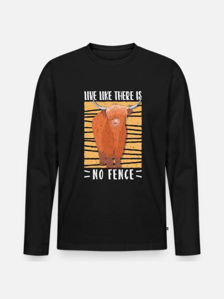 Vache bovine écossaise des Highlands - T-shirt manches longues Premium bio Homme - noir