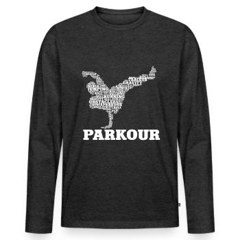 Parkour Freerunning Traceur - Männer Premium Bio Langarmshirt - Anthrazit meliert - Vorne - Nico (187cm)