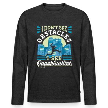 Parkour Freerunning Traceur - Männer Premium Bio Langarmshirt - Anthrazit meliert - Vorne - Nico (187cm)