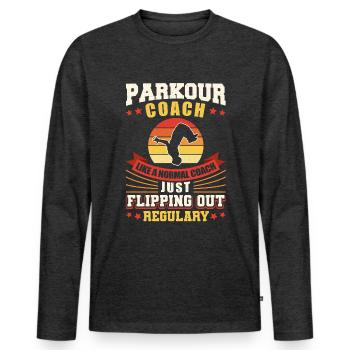 Parkour Freerunning Traceur - Männer Premium Bio Langarmshirt - Anthrazit meliert - Vorne - Nico (187cm)