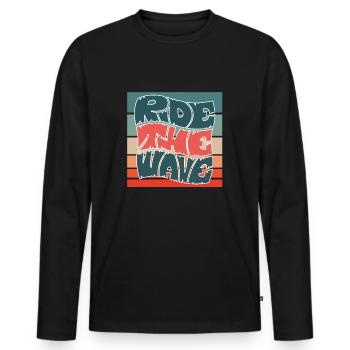 Ride the Wave | Surfer Windsurfing Kitesurfing - Men's Premium Organic Long Sleeve Shirt - black - Front - Nico (187cm)