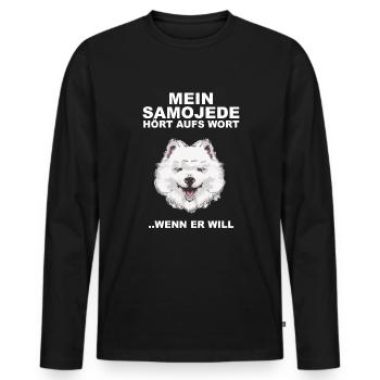 Samoyede écoute la parole quand il veut Saojeden - T-shirt manches longues Premium bio Homme - noir - Devant - Nico (187cm)