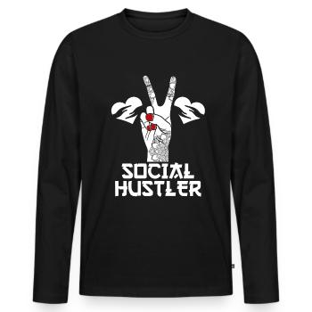 School Social Work Month Hand - Men's Premium Organic Long Sleeve Shirt - black - Front - Nico (187cm)