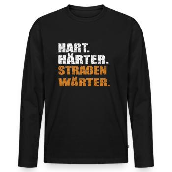 Hart Härter Straßenwärter | Road construction - Men's Premium Organic Long Sleeve Shirt - black - Front - Nico (187cm)