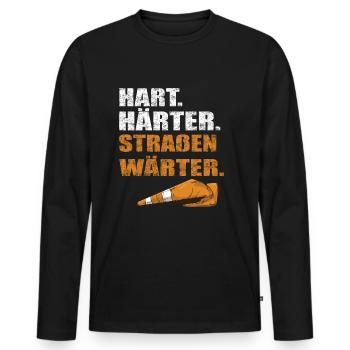 Hart Härter Straßenwärter | Road construction - Men's Premium Organic Long Sleeve Shirt - black - Front - Nico (187cm)