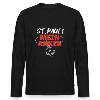 St Pauli mein Anker Paulianer Hamburg Sankt Pauli - Männer Premium Bio Langarmshirt - Schwarz - Vorne - Nico (187cm)