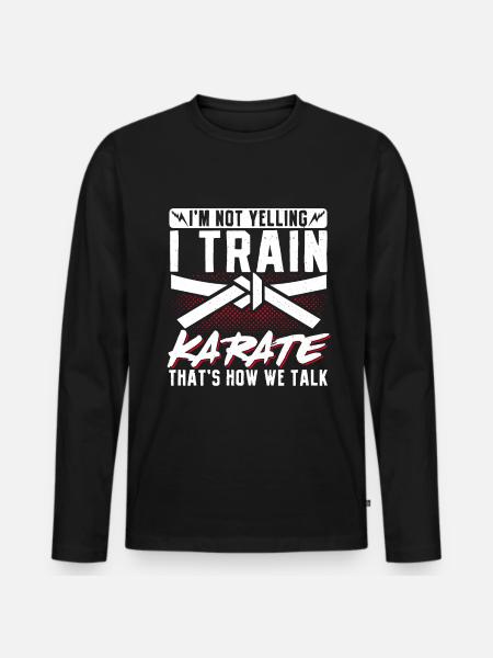 Karate Black Belt Gi Uniform I'M - Männer Premium Bio Langarmshirt - Schwarz