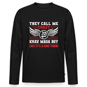 Krav Maga Apparel Israélien Self - T-shirt manches longues Premium bio Homme - noir - Devant - Nico (187cm)