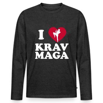 Krav Maga Apparel Israeli Self - Men's Premium Organic Long Sleeve Shirt - heather anthracite - Front - Nico (187cm)