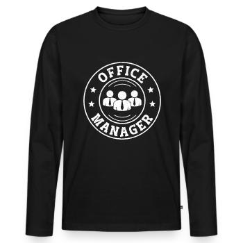 Chef de bureau d’administration - T-shirt manches longues Premium bio Homme - noir - Devant - Nico (187cm)