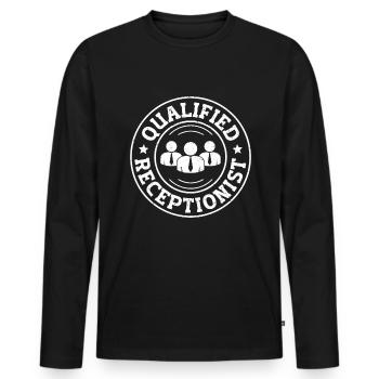 Qualifié en administration - T-shirt manches longues Premium bio Homme - noir - Devant - Nico (187cm)