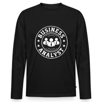 Analyste d’affaires en administration - T-shirt manches longues Premium bio Homme - noir - Devant - Nico (187cm)