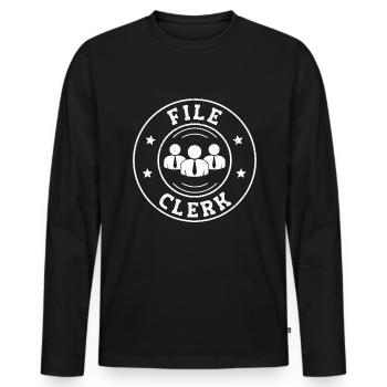 Commis aux dossiers administratifs - T-shirt manches longues Premium bio Homme - noir - Devant - Nico (187cm)