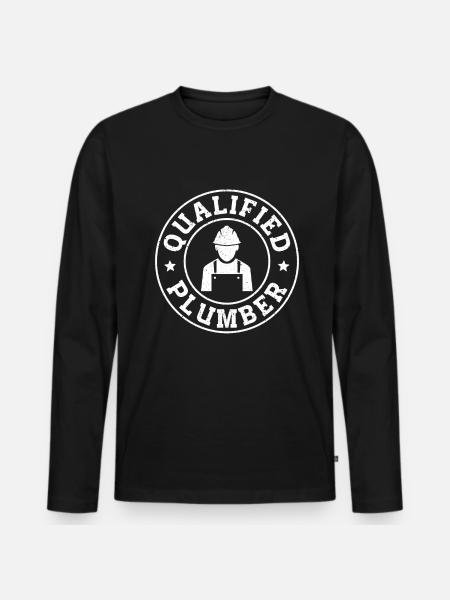 Construction Plumber - Männer Premium Bio Langarmshirt - Schwarz