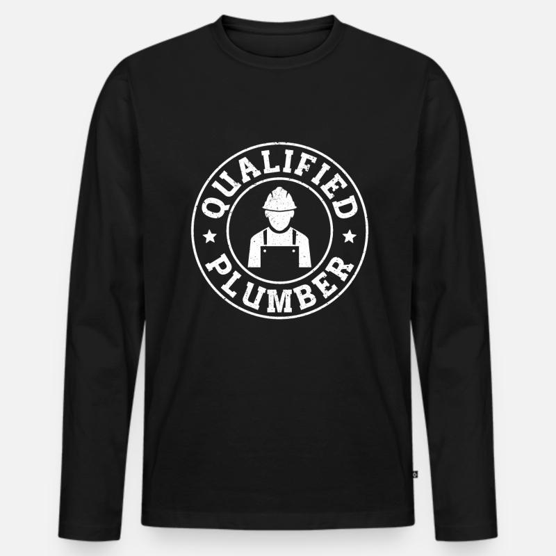 Construction Plumber - Männer Premium Bio Langarmshirt - Schwarz
