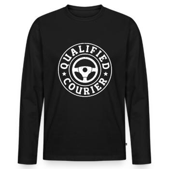Driving Courier - Men's Premium Organic Long Sleeve Shirt - black - Front - Nico (187cm)