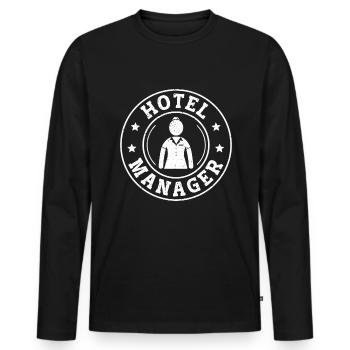 Hospitality Hotel Manager - Men's Premium Organic Long Sleeve Shirt - black - Front - Nico (187cm)