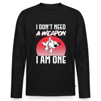Brazilian Jiu Jitsu MMA Bjj Hugger - Männer Premium Bio Langarmshirt - Schwarz - Vorne - Nico (187cm)