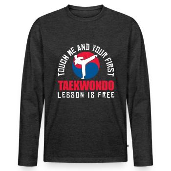 TKD Korean Martial Arts Tae Kwon - Männer Premium Bio Langarmshirt - Anthrazit meliert - Vorne - Nico (187cm)