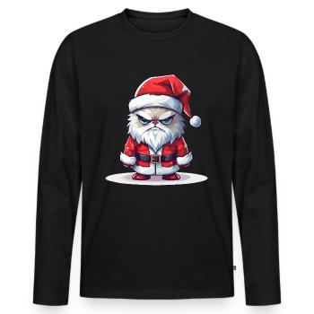 Santa Cat Weihnachtsmann Geschenk Weihnachten - Männer Premium Bio Langarmshirt - Schwarz - Vorne - Nico (187cm)