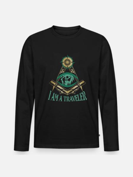 Masonic Freemasonry Fraternal - Männer Premium Bio Langarmshirt - Schwarz