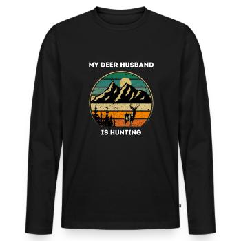 Chasse au cerf Chasse Unique - T-shirt manches longues Premium bio Homme - noir - Devant - Nico (187cm)