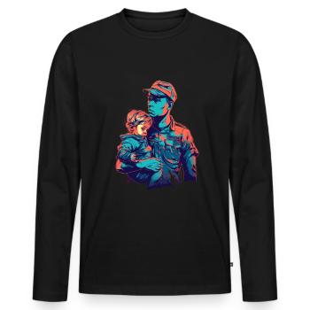 Jour des anciens combattants Papa Grand-père Anciens combattants - T-shirt manches longues Premium bio Homme - noir - Devant - Nico (187cm)