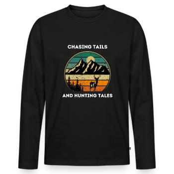 Chasse au cerf Chasse Unique - T-shirt manches longues Premium bio Homme - noir - Devant - Nico (187cm)