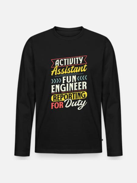 Funny Activity Assistant - Männer Premium Bio Langarmshirt - Schwarz