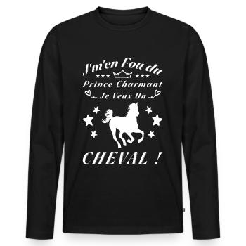 I don't give a damn about Prince Charming, I want a horse - Men's Premium Organic Long Sleeve Shirt - black - Front - Nico (187cm)