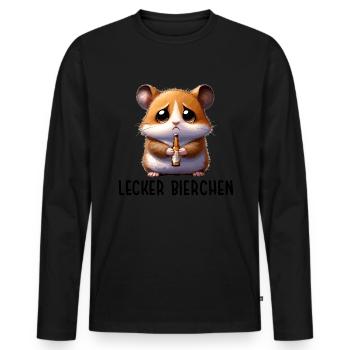 LECKER BIERCHEN Sad Hamster Meme - Männer Premium Bio Langarmshirt - Schwarz - Vorne - Nico (187cm)