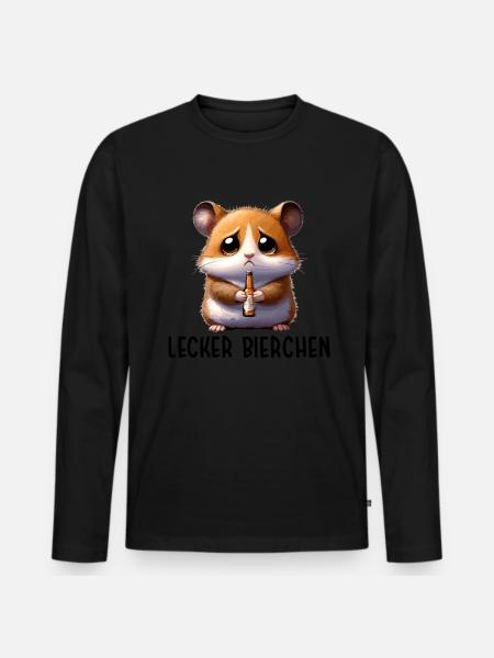DELICIOUS BEER Sad Hamster Meme - Men's Premium Organic Long Sleeve Shirt - black