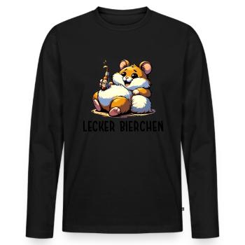 LECKER BIERCHEN Sad Hamster Meme - Männer Premium Bio Langarmshirt - Schwarz - Vorne - Nico (187cm)