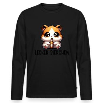 LECKER BIERCHEN Sad Hamster Meme - Männer Premium Bio Langarmshirt - Schwarz - Vorne - Nico (187cm)