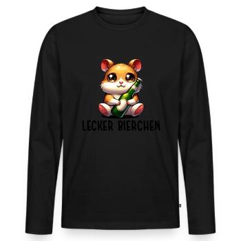 LECKER BIERCHEN Sad Hamster Meme - Männer Premium Bio Langarmshirt - Schwarz - Vorne - Nico (187cm)